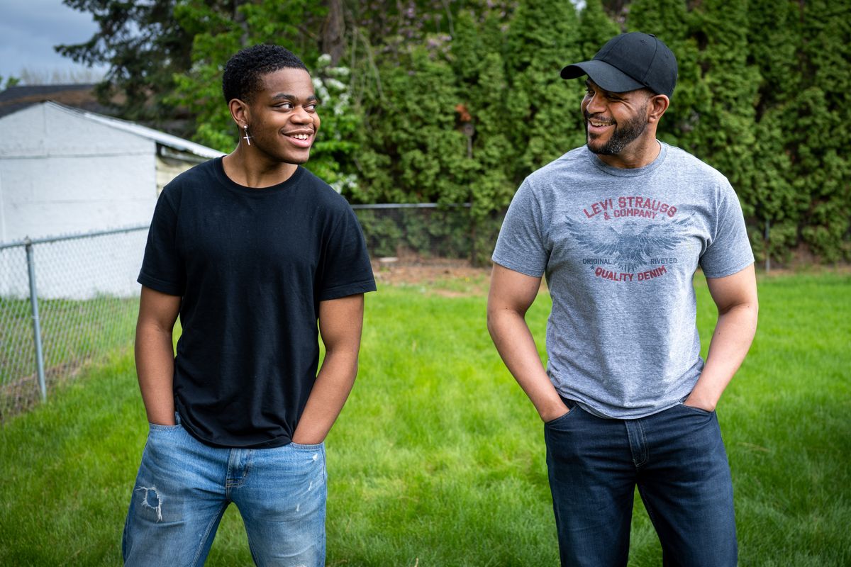 Mt. Spokane senior Micah Stacy, on left, was diagnosed with kidney disease his freshmen year. His entire sophomore year and much of his junior year were spent in Seattle at the Children’s Hospital dealing with the aftermath of kidney transplant surgery. Micah’s dad Jerry, on right, donated one of his kidneys to save his son.  (COLIN MULVANY/THE SPOKESMAN-REVIEW)