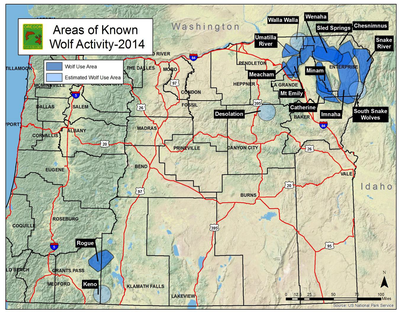 Oregon wolf packs at the beginning of 2015 are charted in the state's 2014 Oregon Wolf Conservation and Management Annual Report.  (Oregon Department of Fish and Wildlife)