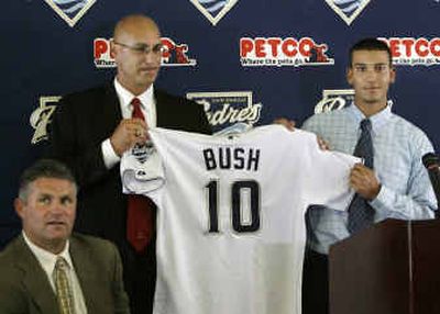 
San Diego director of scouting Bill Gayton and GM Kevin Towers, left, made Matt Bush the top pick in Monday's draft. 
 (Associated Press / The Spokesman-Review)