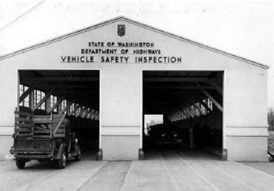 
This photo of the Vehicle Safety Inspection station was taken in 1940. The station, located on North Ruby near Buckeye, was used by the Washington State Patrol to inspect vehicles being newly licensed, from out of state. The station is closed currently, and used for storage. 
 (Photo archive/ / The Spokesman-Review)