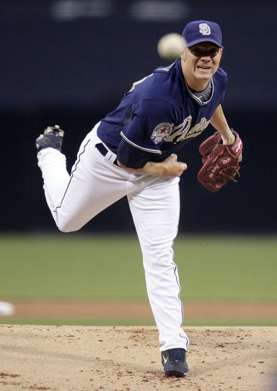 Padres pitcher Jake Peavy declined a trade to Chicago.  (Associated Press / The Spokesman-Review)