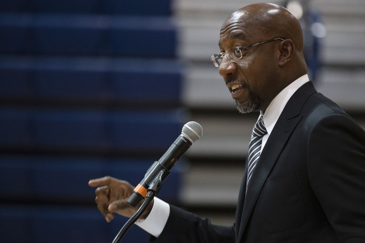 Sen. Raphael Warnock, D-Ga., speaks at Alfred E. Beach High School in Savannah, Ga., Thursday, July 8, 2021. Warnock joined fellow Democratic senators Jon Ossoff of Georgia and Tammy Baldwin of Wisconsin in introducing a bill on Monday, July 12, 2021, to require the federal government to set up a Medicaid-like health plan in states that have not expanded Medicaid plans to cover more low-income adults.  (Jim Watsdon)