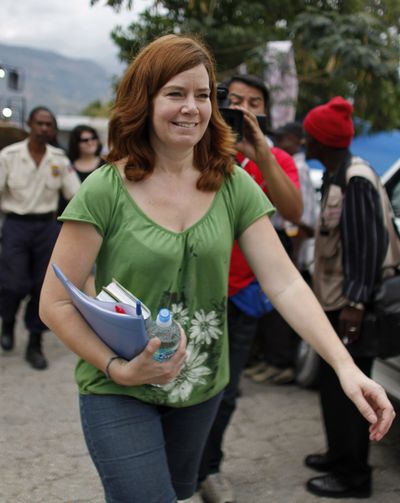 American missionary Laura Silsby walks toward the Port-au-Prince, Haiti, courthouse on Thursday.  (Associated Press)