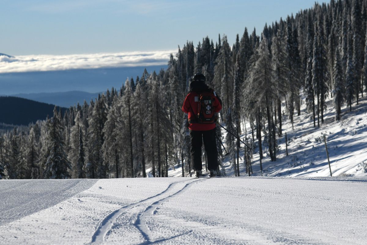A skier pauses before a run on the opening day at Mt. Spokane Ski and Snowboard Park on Wednesday.  (Michael Wright/The Spokesman-Review)