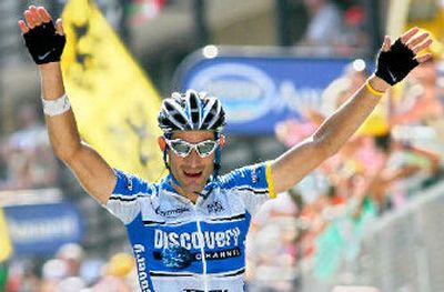 
George Hincapie reacts as he wins Sunday's Tour de France stage.
 (Associated Press / The Spokesman-Review)