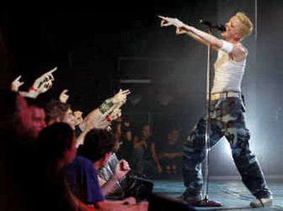 
Shirley Manson from the music group Garbage performs on the Stravinski Hall stage during the Rockin' night of the Montreux Jazz Festival in Montreux, Switzerland, in 2002. Garbage's new 