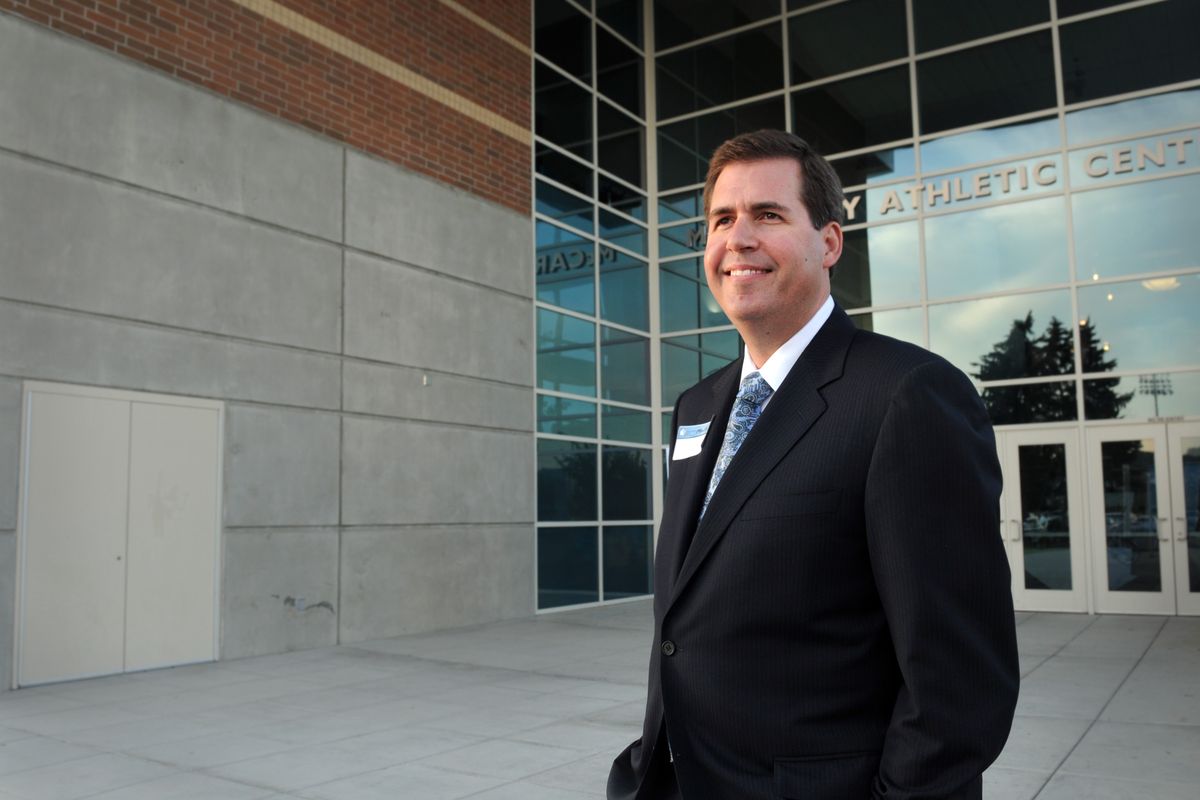 2010 - Thayne McCulloh, shown standing outside the McCarthey Athletic Center shortly after being named the president of Gonzaga University.  (Jesse Tinsley)