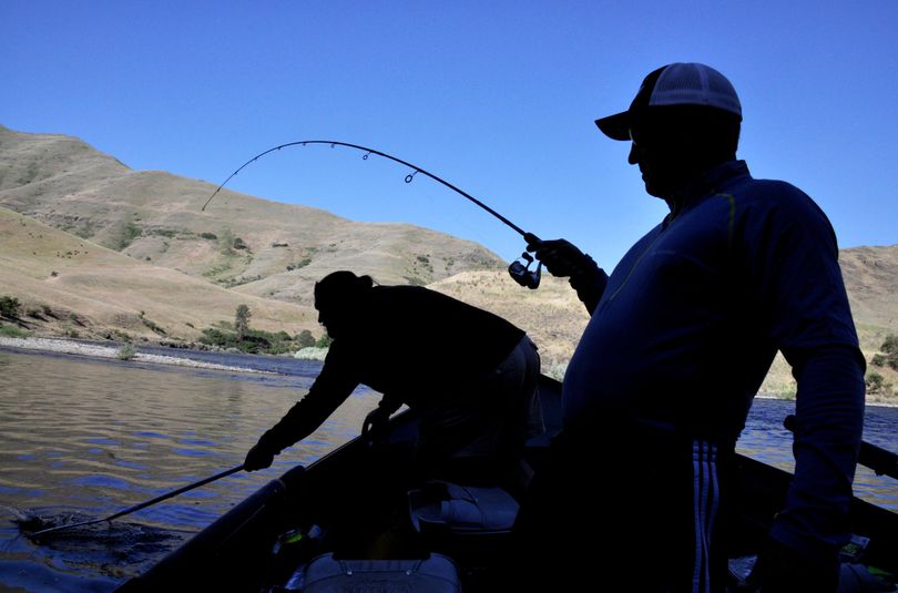 Jeff Holmes nets a smallmouth bass reeled in by Reel Time Fishing guide Toby Wyatt of Clarkston during a drift-boat trip on the Grande Ronde River. (Rich Landers)