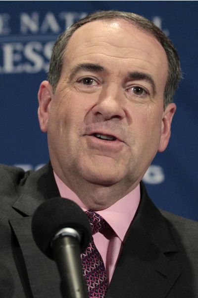 This Feb. 24, 2011 file photo shows former Arkansas Gov. Mike Huckabee in Washington. Huckabee announced on Saturday night, May 14, 2011 that he will not run for president of the United States. Instead, he'll remain with Fox News.   (Alex Brandon  / The Associated Press)