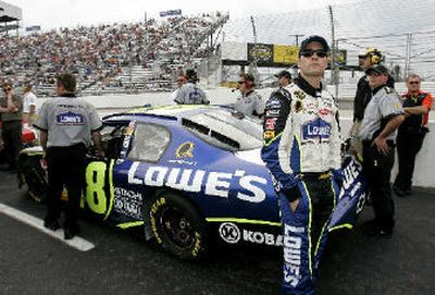 Jimmie Johnson waits to see if the pole he won Friday at Martinsville would stand up until the end.
(Associated Press / The Spokesman-Review)