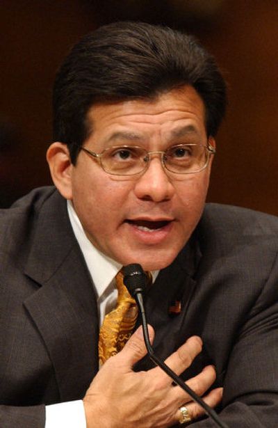 
Attorney General Alberto Gonzales, seen at a Senate hearing Jan. 18, said on Wednesday  he will turn over documents on the government's domestic spying program. 
 (File Associated Press / The Spokesman-Review)