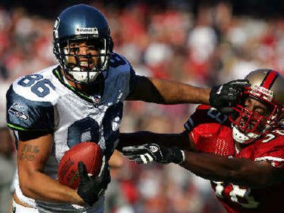 
Tight end Jerramy Stevens, who has battled a knee injury, is expected to make his Seahawks season debut today in St. Louis. 
 (Associated Press / The Spokesman-Review)