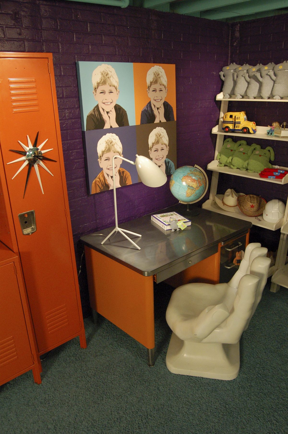 A tanker desk powder coated in a bold orange is used to create a corner workstation in a family activity room designed by Brian Patrick Flynn.  (SARAH DORIO Associated Press / The Spokesman-Review)