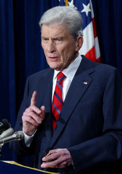 
Sen. John Warner, R-Va., talks about Iraq on Thursday.Associated Press
 (Associated Press / The Spokesman-Review)