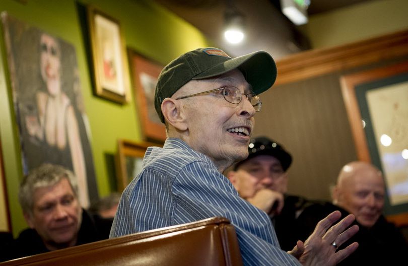 Tom Wobker is shown at Blogfest 2016 at the Fort Ground Grill. Tom, who died Saturday morning, was revealed for the first time as The Bard of Sherman Avenue, the man behind the short rhymes that delighted the Inland Northwest for the past 14 years. (Tyler Tjomsland/SR file photo)