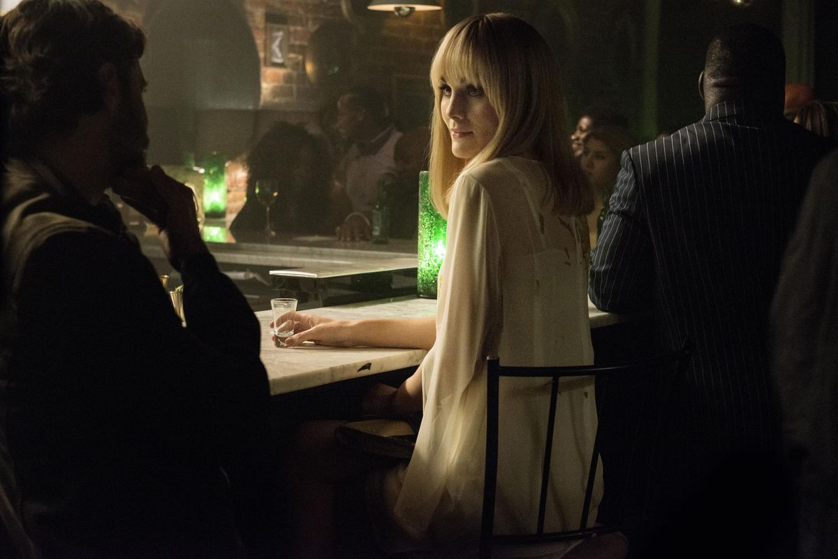 Michelle Dockery in a scene from TNT’s “Good Behavior.” Dockery, who plays coolly elegant Lady Mary in the PBS series, “Downtown Abbey,” portrays a sleazy American ex-convict named Letty Dobesh in the new series. (TNT)