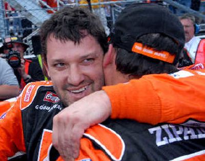 
Tony Stewart hugs crew chief Greg Zipadelli after the win. 
 (Associated Press / The Spokesman-Review)