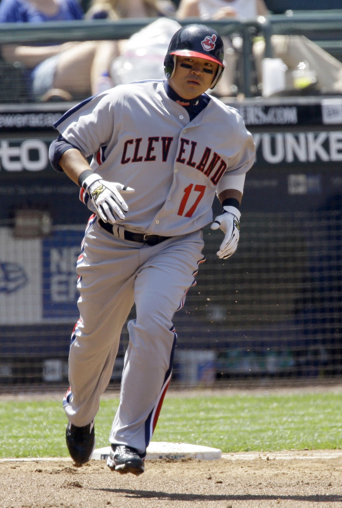 Shin-Soo Choo rounds first after his first-inning homer.  (Associated Press / The Spokesman-Review)
