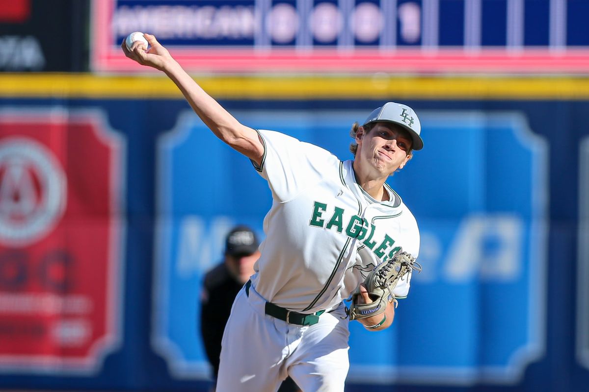 Lakeside pitcher Cy Reeves delivers in the 2026 Eastern Washington all-state baseball feeder game on June 9, 2026 at Avista Stadium. (Cheryl Nichols)