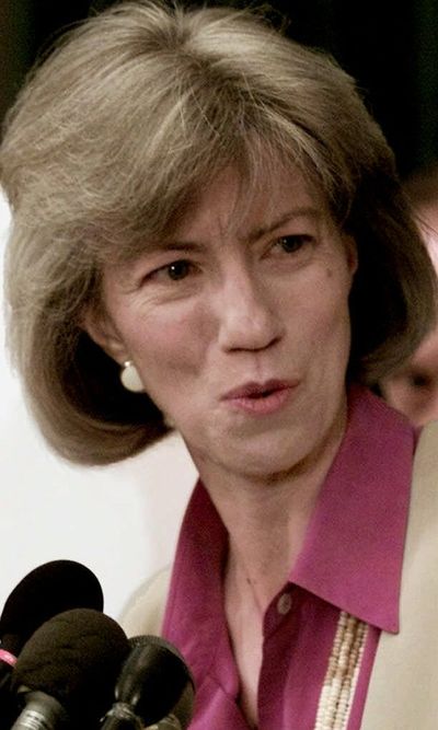 Then-Interior Secretary Gail Norton takes a question at a 2001 news conference. (Associated Press / The Spokesman-Review)