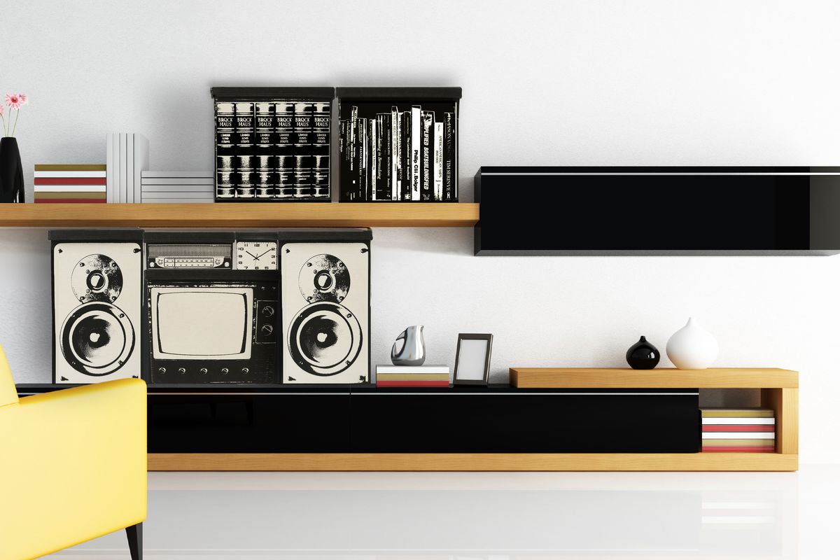 Mollaspace sells a fun canvas storage system with bins that are printed with iconic retro imagery like a TV set, boombox and ’80s style speakers. (Associated Press)