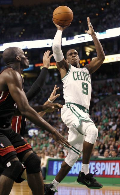 Rajon Rondo had 17 assists in the Celtics’ victory over Miami. (Associated Press)