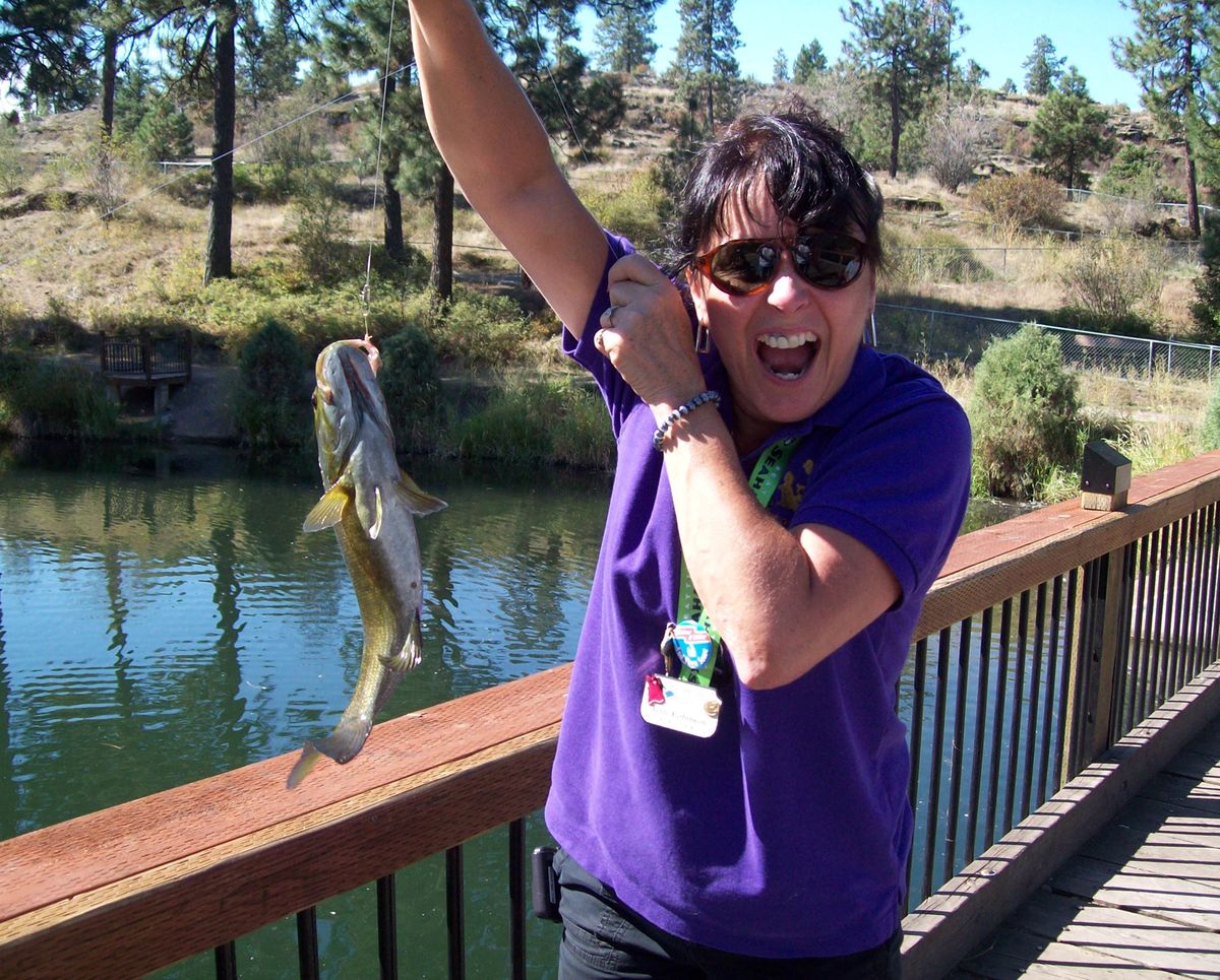 Terrie Robinson, Life Care Center activity director, caught this bass on Sept. 5, 2013, and the last of four summer fishing outings with residents to Falls Park in Post Falls, Idaho.
 (courtesy)
