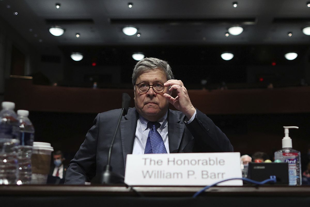 Attorney General William Barr listens during a House Judiciary Committee hearing on the oversight of the Department of Justice on Capitol Hill, Tuesday, July 28, 2020 in Washington.  (Chip Somodevilla)