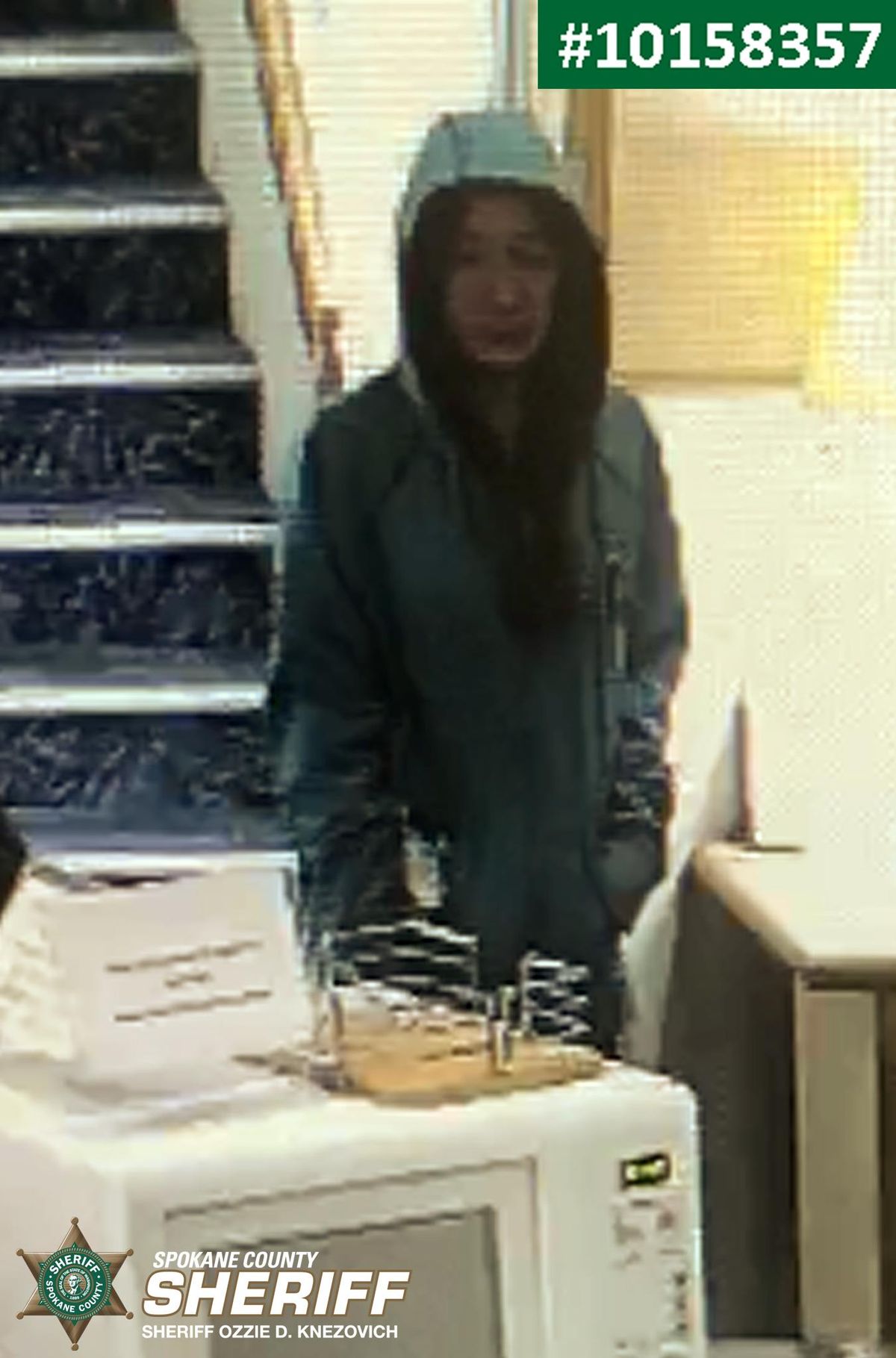 A woman seen on surveillance footage from the Rodeway Inn investigators believe may have information on the unattended death of Eric Andersen. (Spokane County Sheriff’s Department)