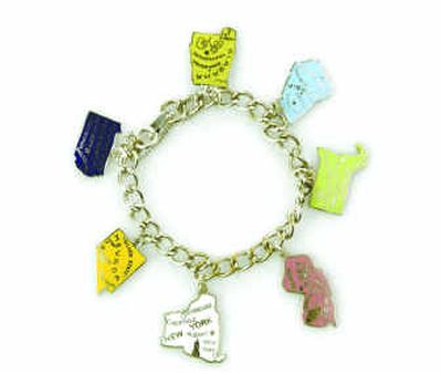 Like Jacqueline Kennedy, the founders of M&B Vintage jewelry in Chicago are fond of single-charm statements, such as this bracelet of U.S. states, as well as loaded bracelets.
(Knight Ridder / The Spokesman-Review)