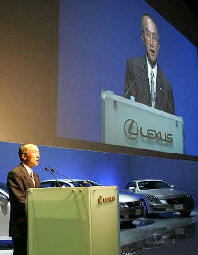 
Toyota Motor Corp. President Katsuaki Watanabe unveils the automaker's remodeled Lexus cars.
 (Associated Press / The Spokesman-Review)