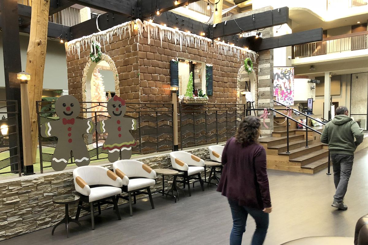 Chef Ricky Webster and his team built this giant gingerbread house last year at Hotel RL in Spokane. (Jesse Tinsley / The Spokesman-Review)
