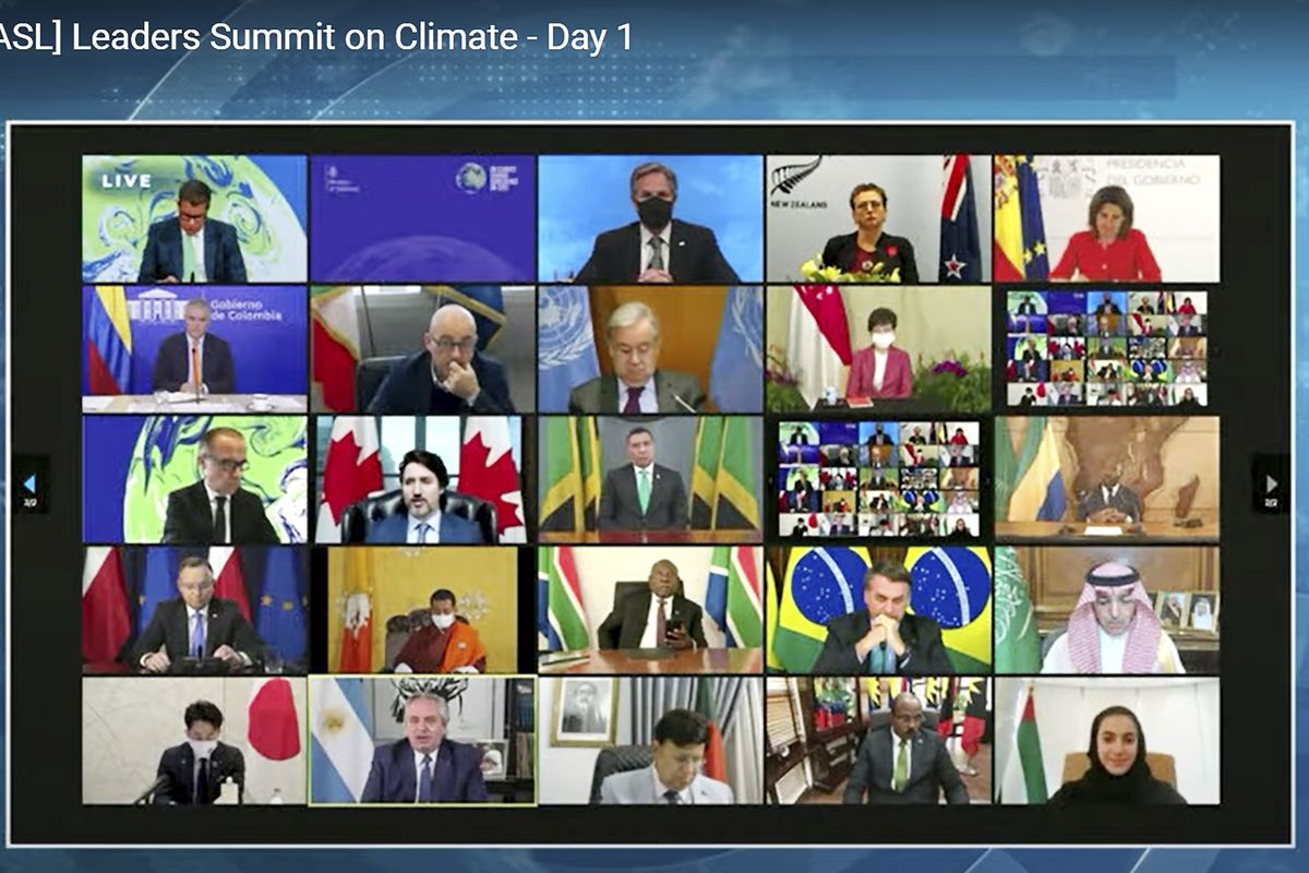 In this image from video world leaders participate in the White House Climate Leaders Summit via Zoom Thursday, April 22, 2021. The U.S. opened Thursday