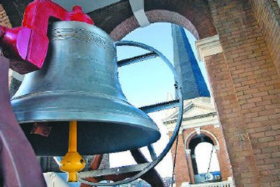 
The bell at St. Aloysius Roman Catholic Church in Spokane, now rests in a refurbished bell tower and bell structure. The work on the bell tower and 1913 bell took nearly two years to complete. 
 (Holly Pickett / The Spokesman-Review)