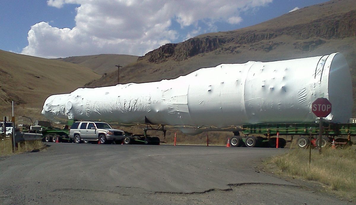 A 322-ton evaporator to be used in the oil refining process on Canada