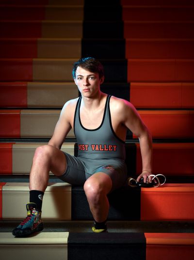 West Valley senior Gaje Caro injured his shoulder while finishing fifth at last year’s Mat Classic. (Colin Mulvany / The Spokesman-Review)