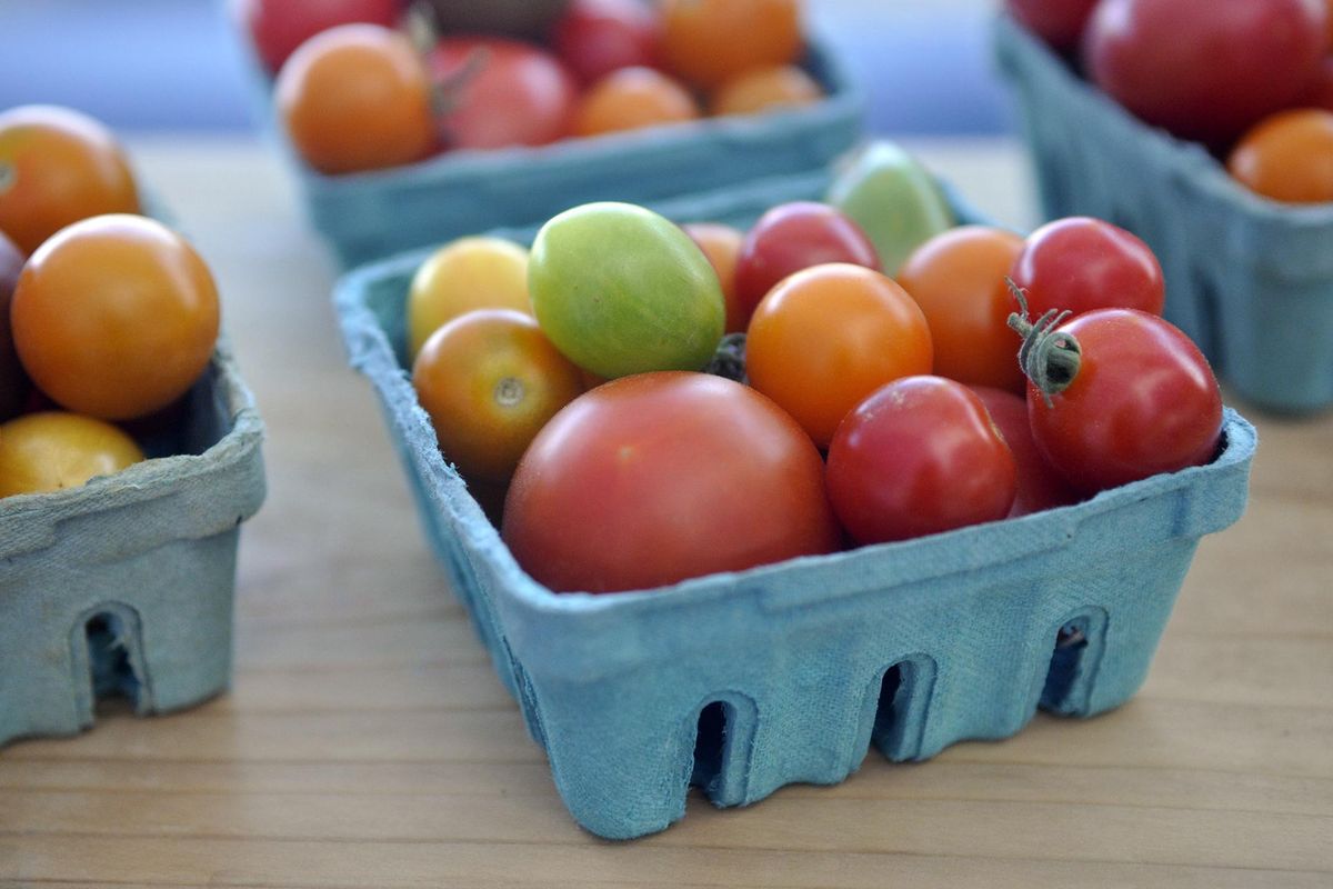 An abundance of tomatoes, such as these gem-colored heirlooms  from Good Food Farm in Cusick, is a good problem to have. (Adriana Janovich / The Spokesman-Review)