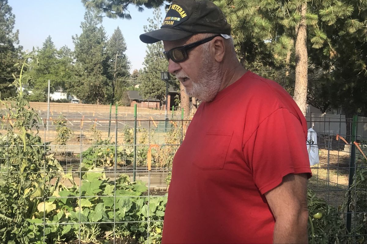 Jim Morlin oversees the gardens at Our Lady of Fatima Catholic Church at South Perry Street on the South Hill. (Nina Culver/For The Spokesman-Review)