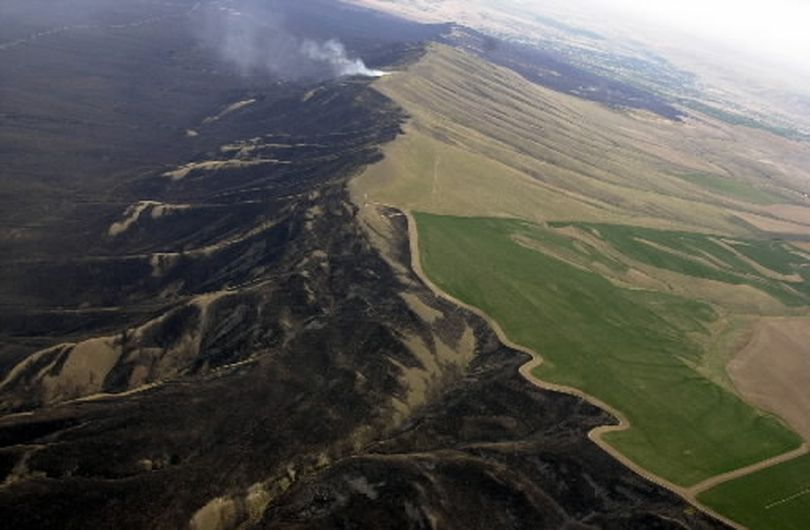 Rattlesnake Mountain, shown here being scorched by the 2000 Hanford Fire. (Associated Press)