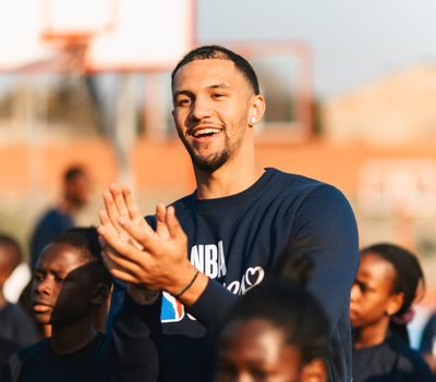 Orlando Magic guard Jalen Suggs traveled to Johannesburg, South Africa, in early August to coach young players at the Basketball Without Borders Africa camp.  (NBAE/Getty Images)