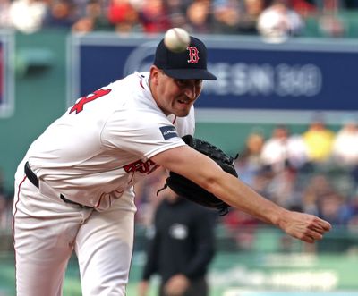 Cooper Criswell pitches for the Boston Red Sox in May 2024.  (Tribune News Service)