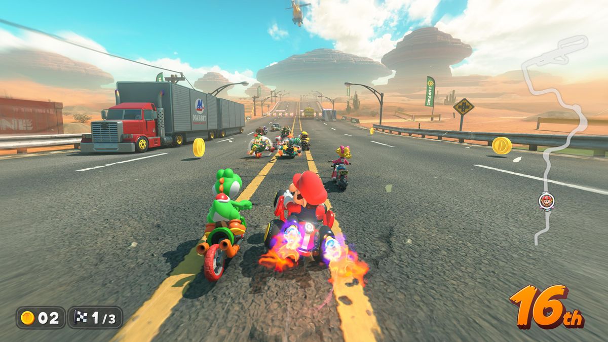 The Switch 2, successor to Nintendo’s extremely successful Switch console, has a new, separate camera attachment and will also support some graphically demanding third-party titles, such as “Final Fantasy VII Remake Intergrade.” “Mario Kart World” is set up to have an open-world twist with the franchise launching a new-look to the classic game in early June.  (Nintendo)