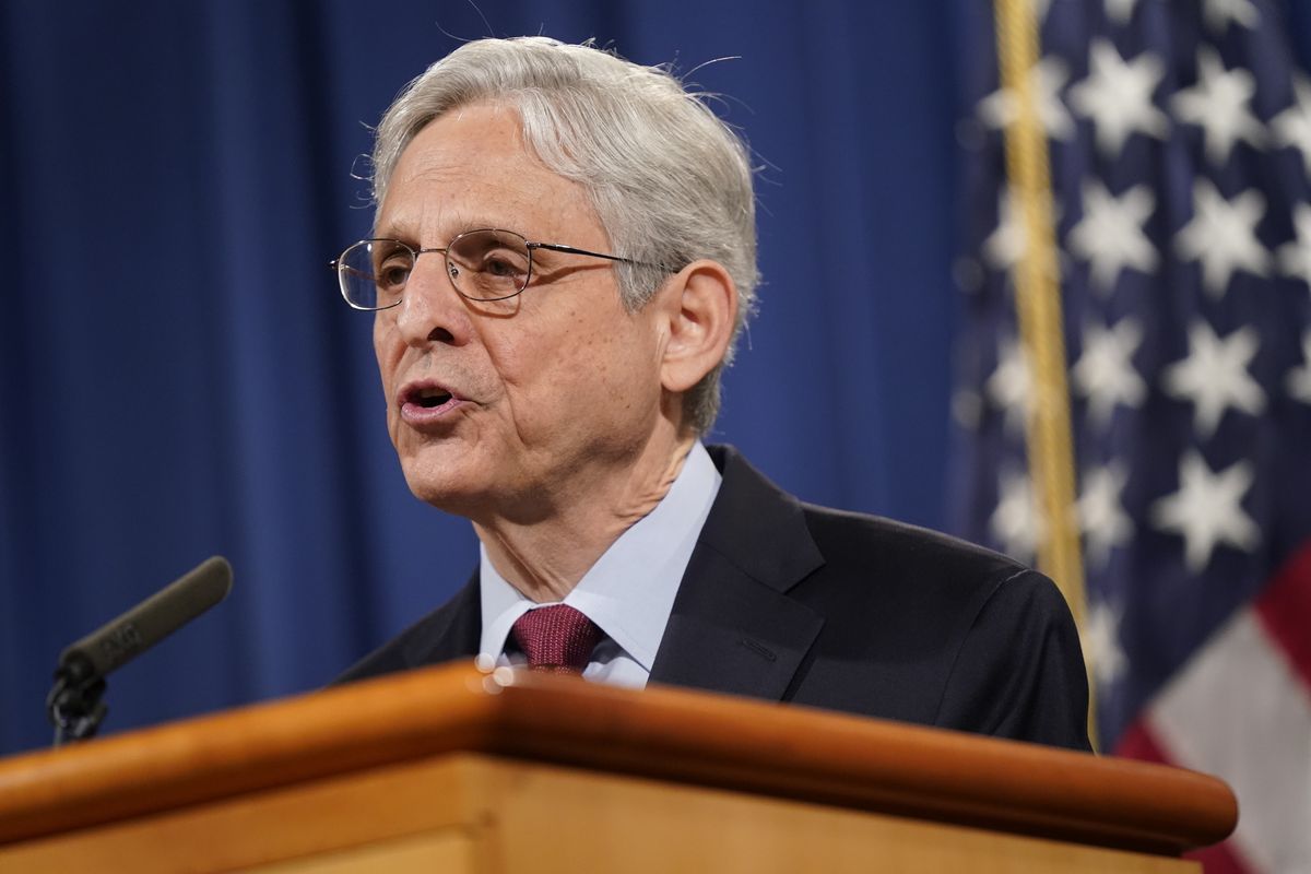 FILE - In this June 25, 2021 file photo, Attorney General Merrick Garland speaks during a news conference on voting rights at the Department of Justice in Washington. Garland has formally prohibited federal prosecutors from seizing the records of journalists in leak investigations. Garland