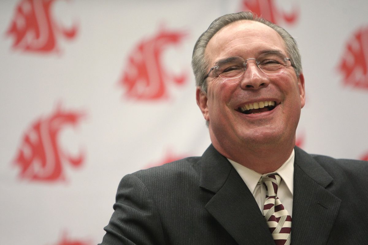 Bill Moos a former University of Oregon athletic director from 1995 to 2007 smiles as he talks about his candidacy for the Washington State athletic director position during a public meeting on Wednesday, Feb 17, 2010 on WSU’s campus in Pullman, WASH. Moos was eventually selected for the position.  (Tyler Tjomsland/THE SPOKESMAN-REVIEW)