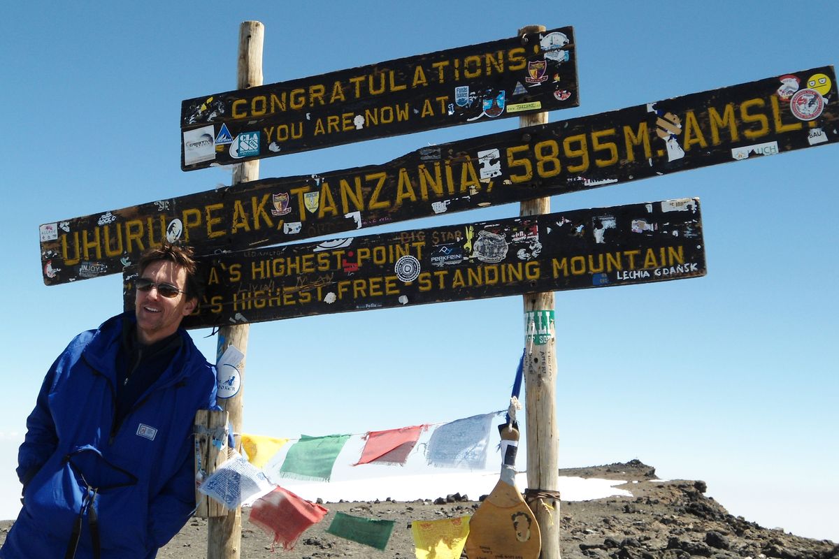 Actor Andrew McCarthy, also an acclaimed travel writer, stands on Mount Kilimanjaro in Tanzania.