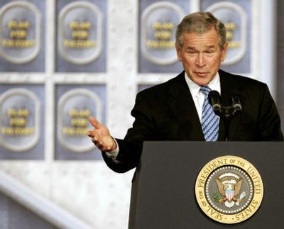 President Bush gestures Wednesday during a speech on the Iraq war at the U.S. Naval Academy in Annapolis, Md.
(Associated Press / The Spokesman-Review)