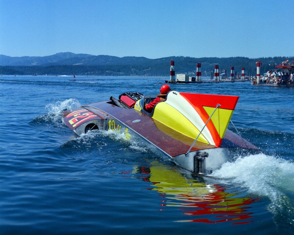 The U-21  cruises Lake Coeur d’Alene on July 20, 1962. Hydroplane races were held on the lake from 1958 to 1968.