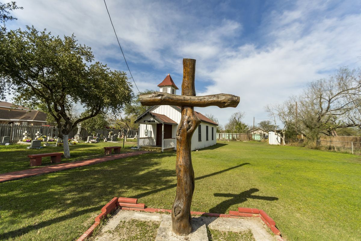 The Eli Jackson Methodist Church and cemetery seen on Feb. 2, 2019, in San Juan, Texas. It is located on a ranch once operated by Nathaniel and Matilda Jackson, a biracial couple believed to have been “conductors” of the Underground Railroad to Mexico.  (David Pike)