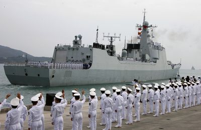 A Chinese ships  from the South China Sea Fleet set off from Sanya, a coastal city of South China’s Hainan Province on Friday.  (Associated Press / The Spokesman-Review)