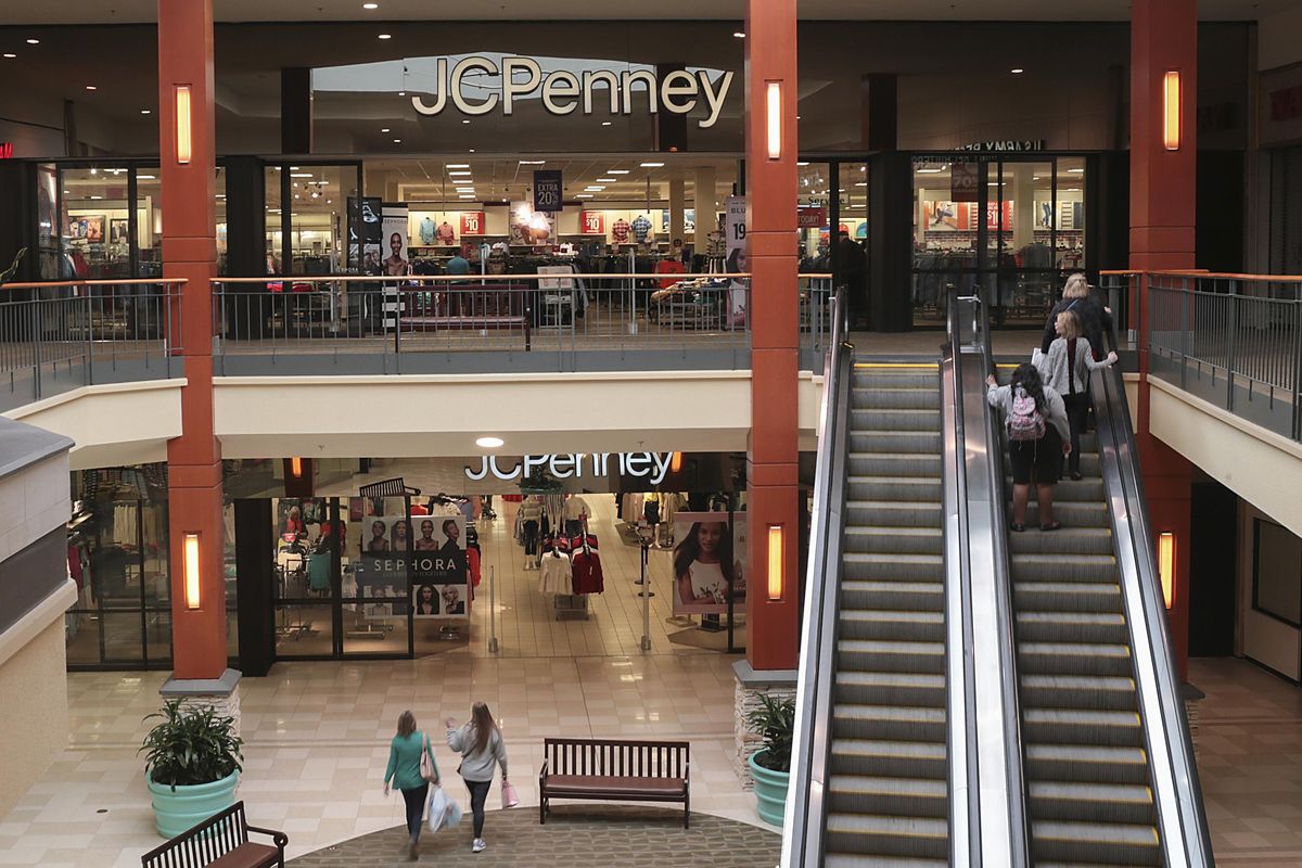 In this Friday, March 17, 2017, photo, shoppers head to a J.C. Penney store in the Georgia Square Mall in Athens, Ga. (John Roark / Athens Banner-Herald via AP)